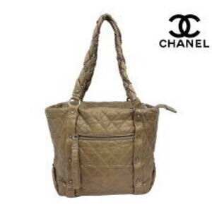 CHANEL Coco Mark Matelasse Chain Bag Shoulder Quilted Beige